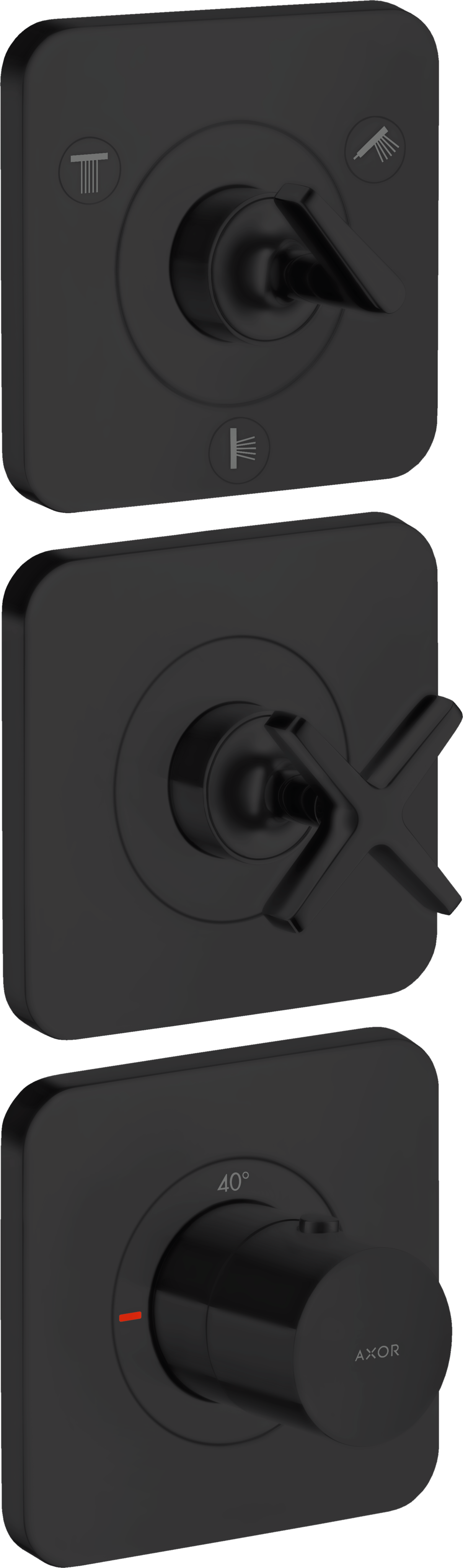 Thermostatic module 380/120 for concealed installation for 3 functions with escutcheons