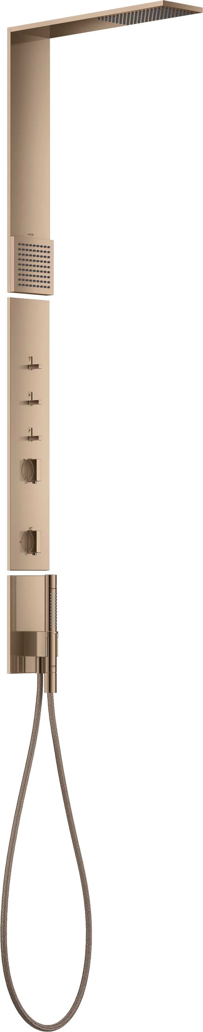 Shower panel with thermostat