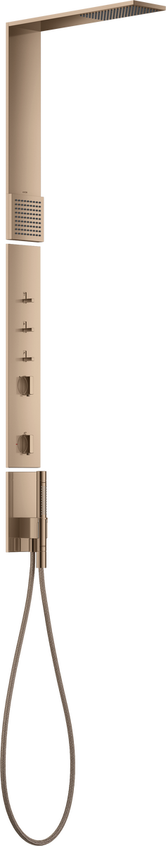 Shower panel with thermostat