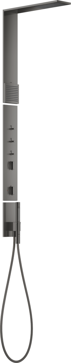 Shower panel with thermostat
