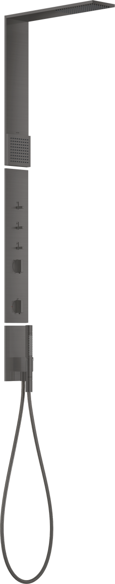 Shower panel with thermostat