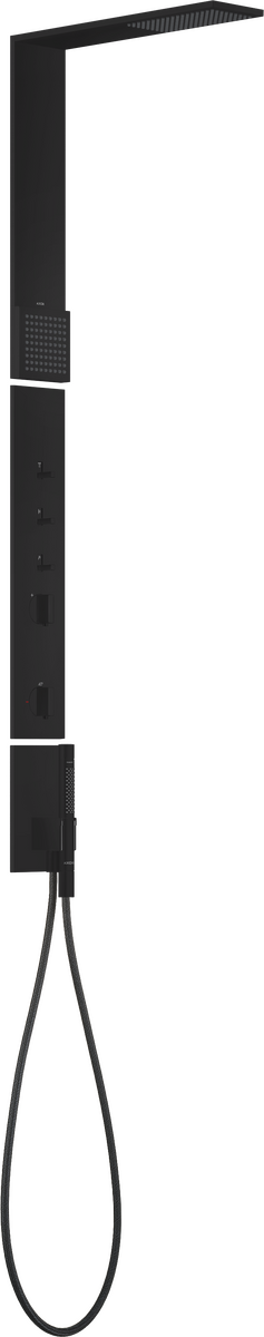 Shower panel with thermostat