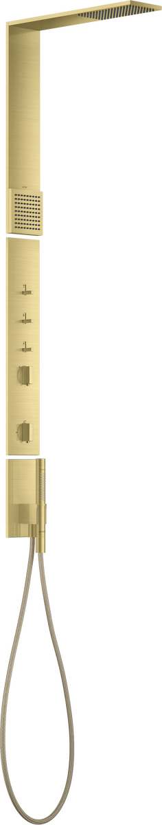 Shower panel with thermostat