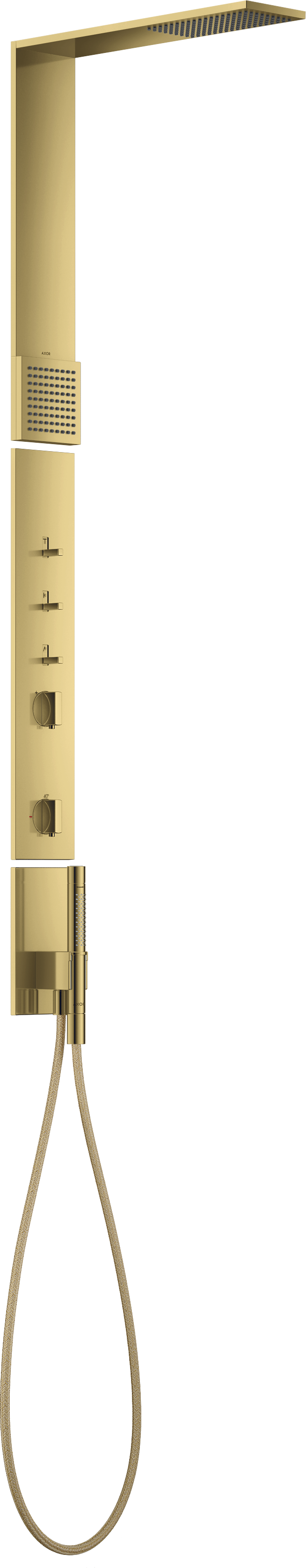 Shower panel with thermostat