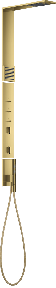 Shower panel with thermostat