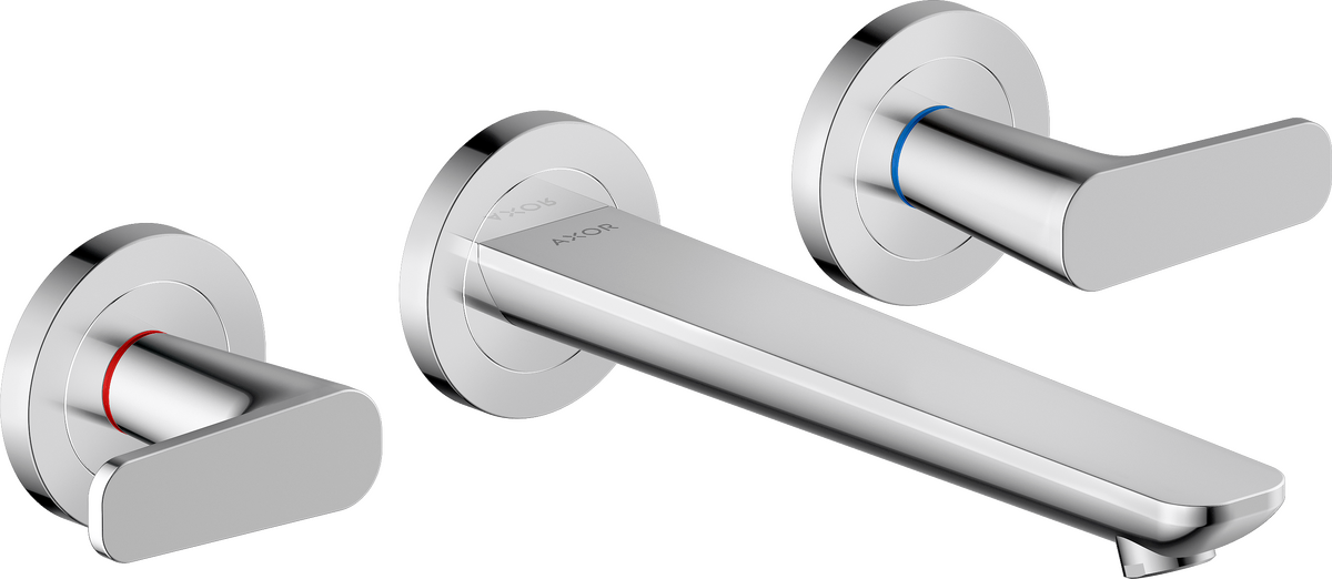 3-hole basin mixer for concealed installation wall-mounted with spout 195 mm