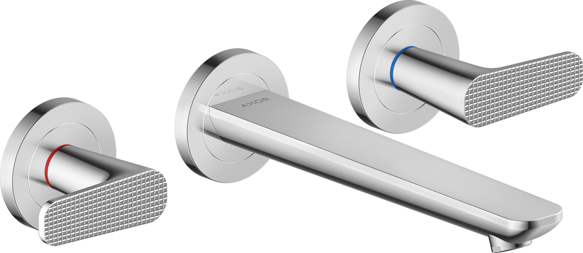 3-hole basin mixer for concealed installation wall-mounted with spout 195 mm - cubic cut