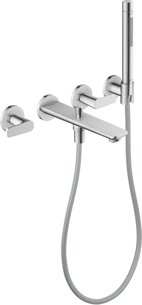 3-Loch Wannenarmatur Unterputz für Wandmontage mit Handbrause