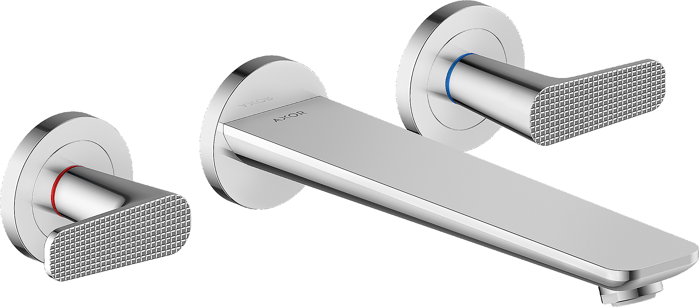 3-hole bath mixer for concealed installation wall-mounted - cubic cut