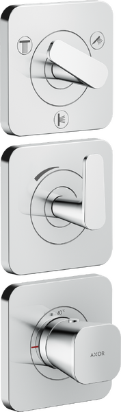 Thermostatic module 380/120 for concealed installation with escutcheons for 3 functions