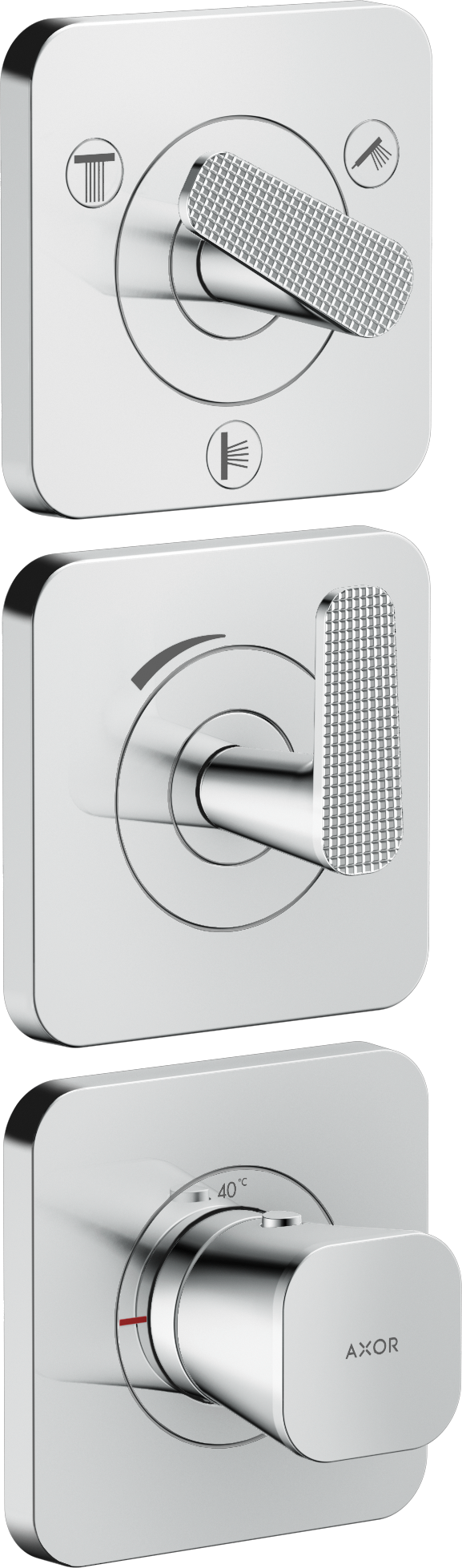 Module thermostatique 380/120 encastré avec 3 sets de finitions pour 3 fonctions