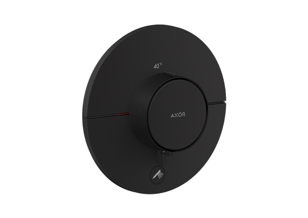 Set de finition rond pour mitigeur thermostatique encastré à haut débit, avec 1 fonction et 1 sortie additionnelle