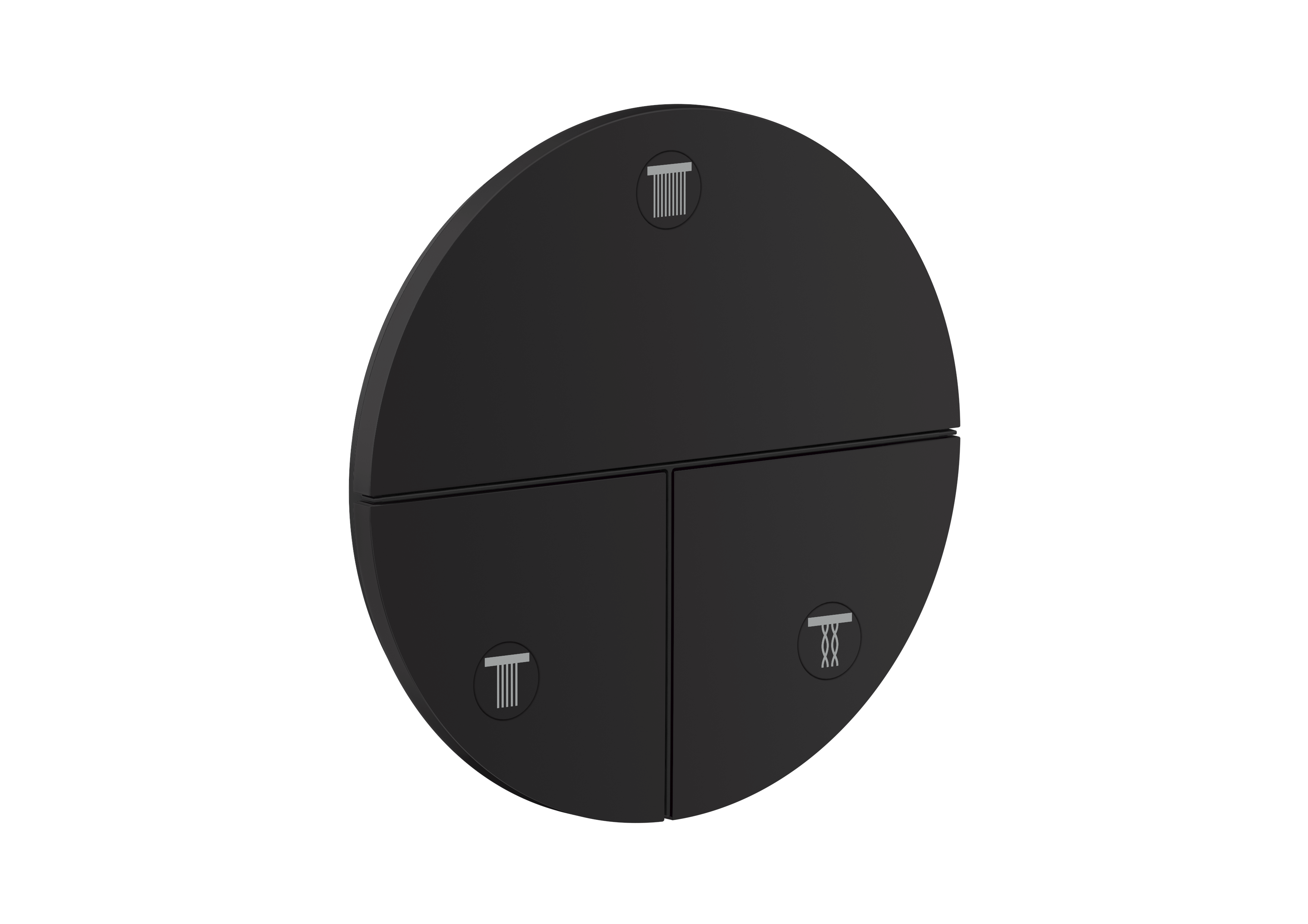 Valve for concealed installation round for 3 functions