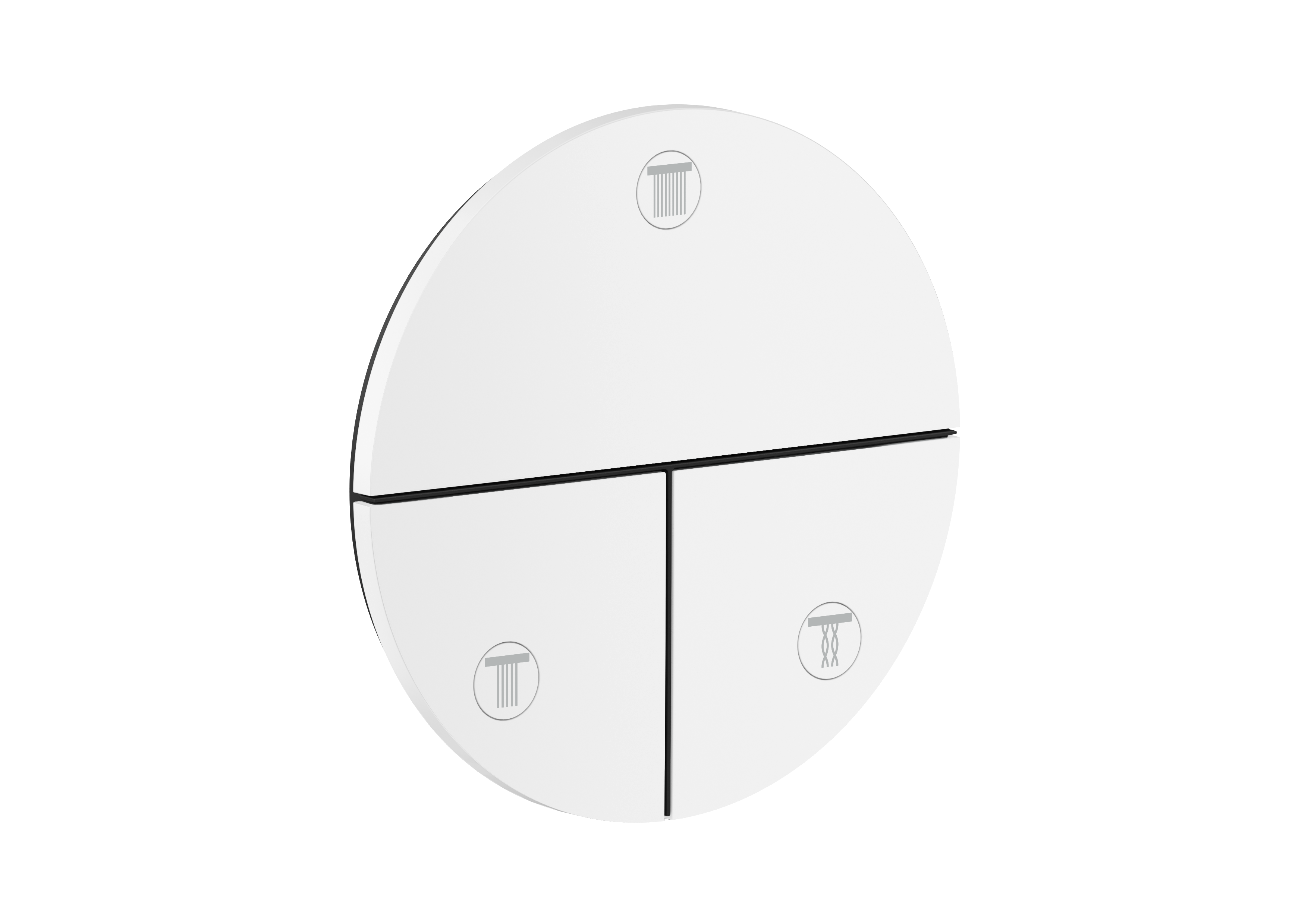 Valve for concealed installation round for 3 functions