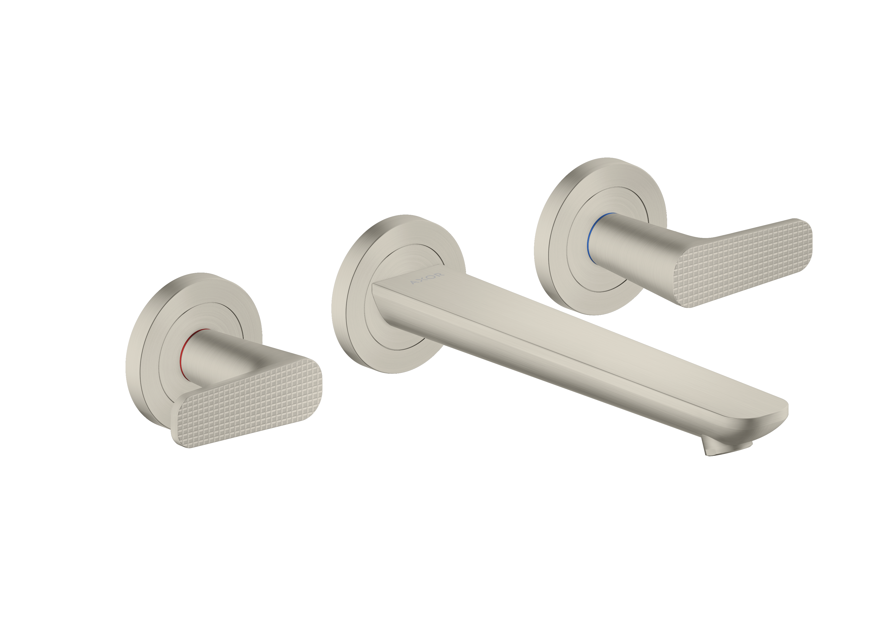 3-hole basin mixer for concealed installation wall-mounted with spout 195 mm - cubic cut