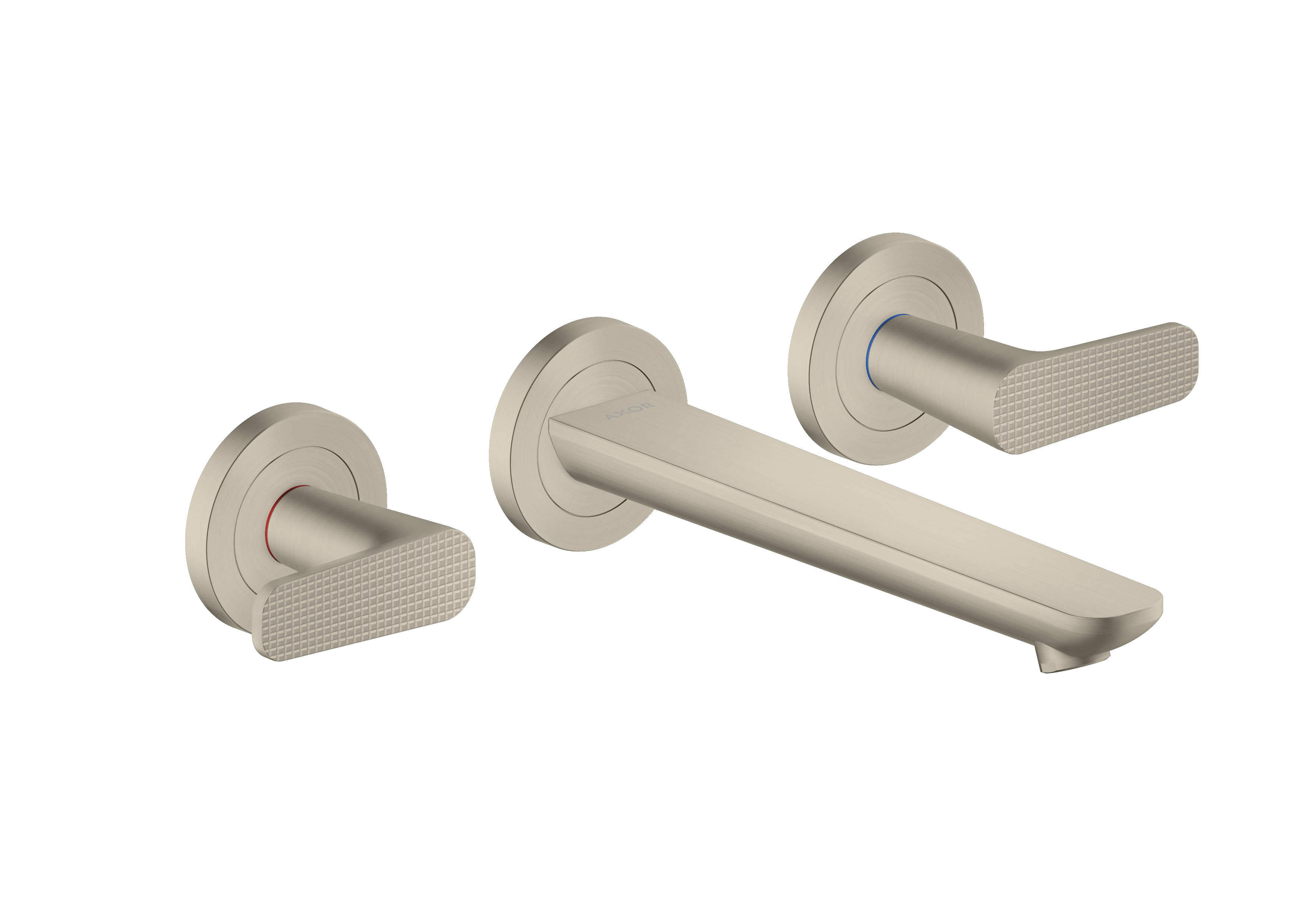 3-hole basin mixer for concealed installation wall-mounted with spout 195 mm - cubic cut