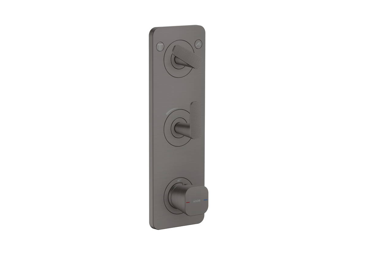 Thermostatic module 380/120 for concealed installation with plate for 2 functions - cubic cut