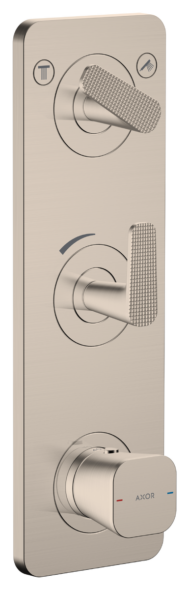 Thermostatic module 380/120 for concealed installation with plate for 2 functions - cubic cut