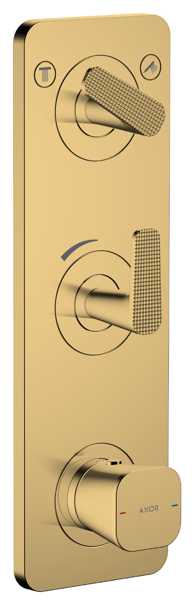 Thermostatic module 380/120 for concealed installation with plate for 2 functions - cubic cut