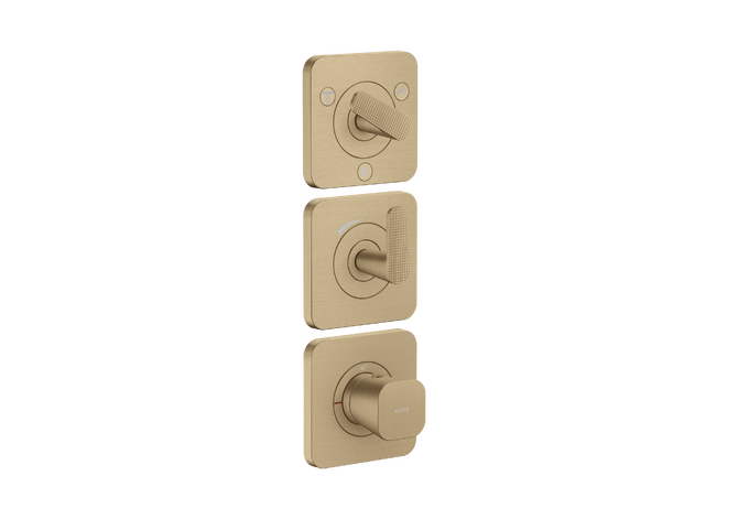 AXOR Citterio C Module thermostatique 380/120 encastré avec 3 sets de finitions pour 3 fonctions, coupe cubique — 49711140