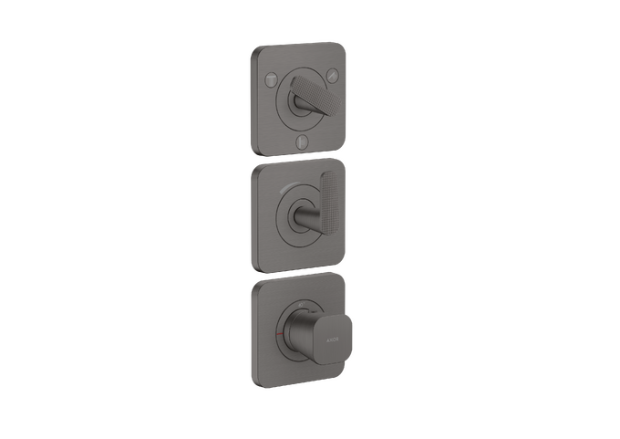 AXOR Citterio C Module thermostatique 380/120 encastré avec 3 sets de finitions pour 3 fonctions, coupe cubique — 49711340