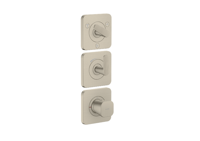 AXOR Citterio C Module thermostatique 380/120 encastré avec 3 sets de finitions pour 3 fonctions, coupe cubique — 49711820