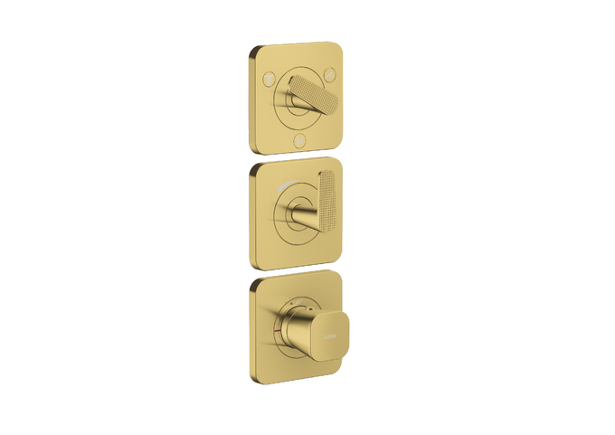 AXOR Citterio C Module thermostatique 380/120 encastré avec 3 sets de finitions pour 3 fonctions, coupe cubique — 49711990