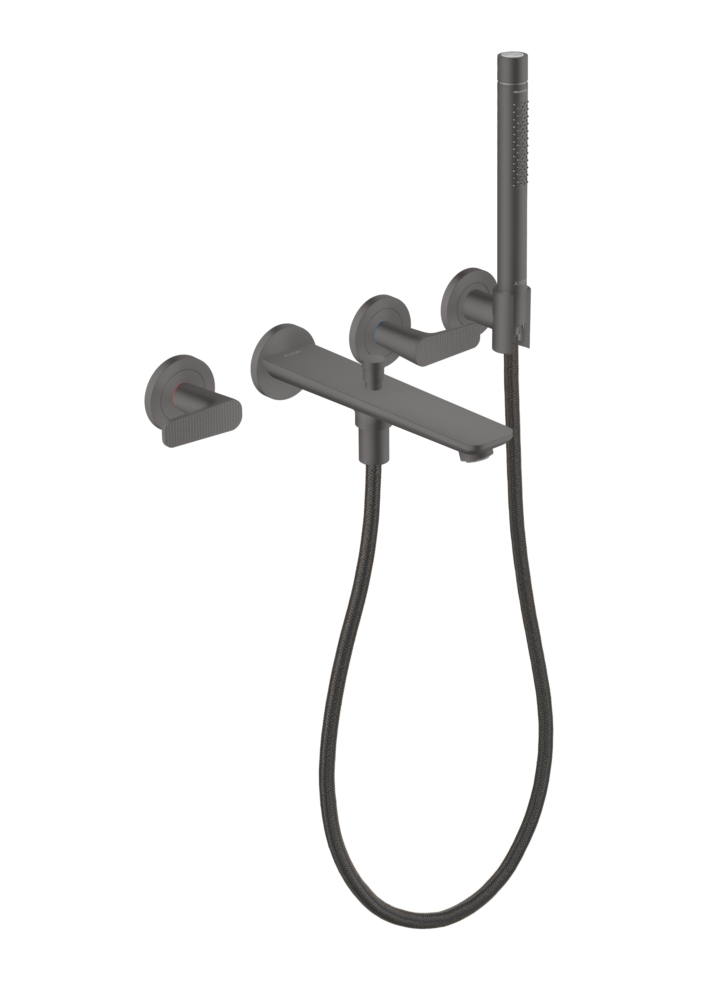 3-Hole Wall-Mounted Tub Filler with 1.75 GPM Handshower and Holder- Cubic Cut