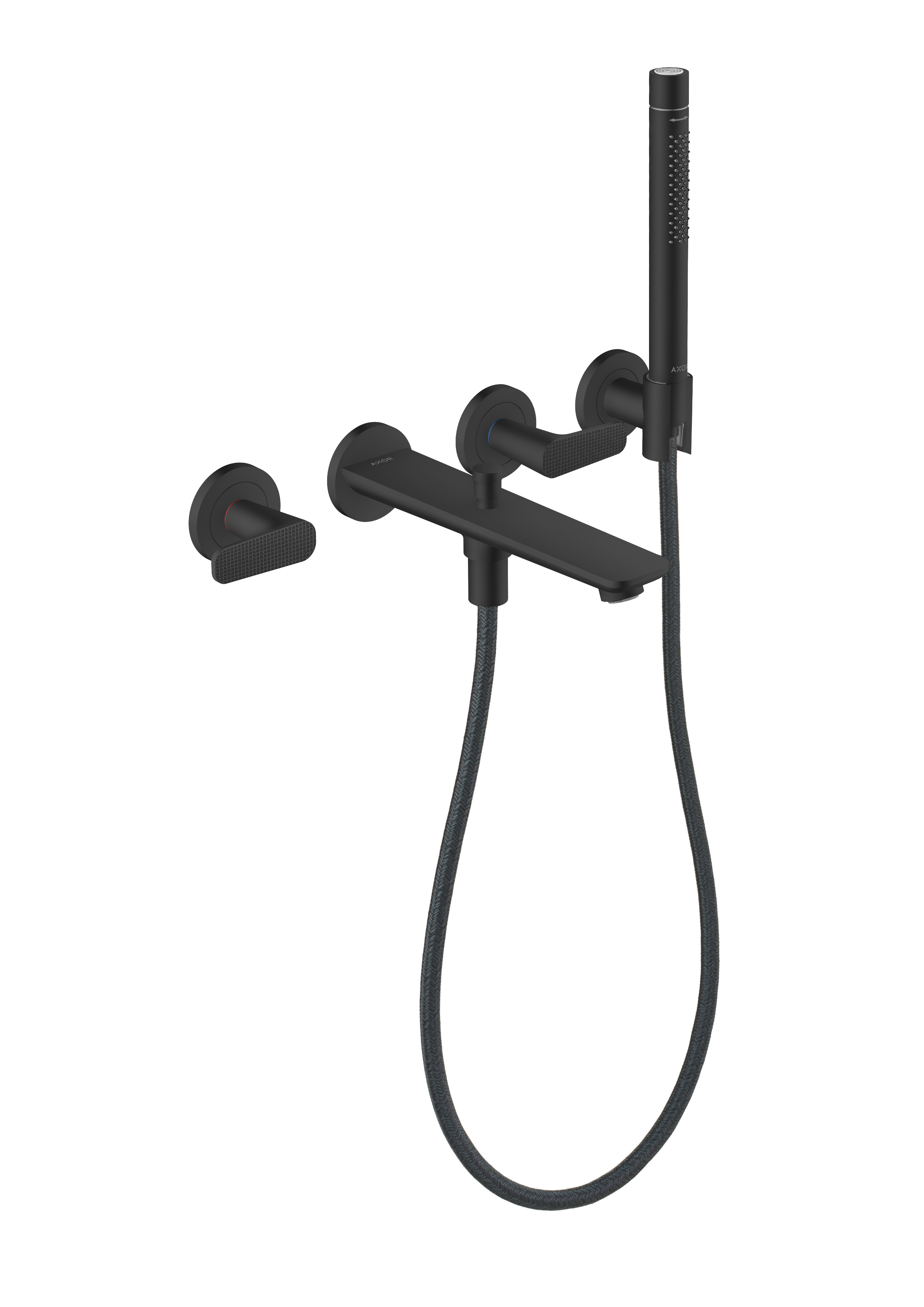 3-Hole Wall-Mounted Tub Filler with 1.75 GPM Handshower and Holder- Cubic Cut