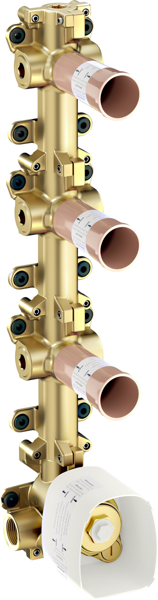 Basic set for thermostatic module for concealed installation for 3 functions