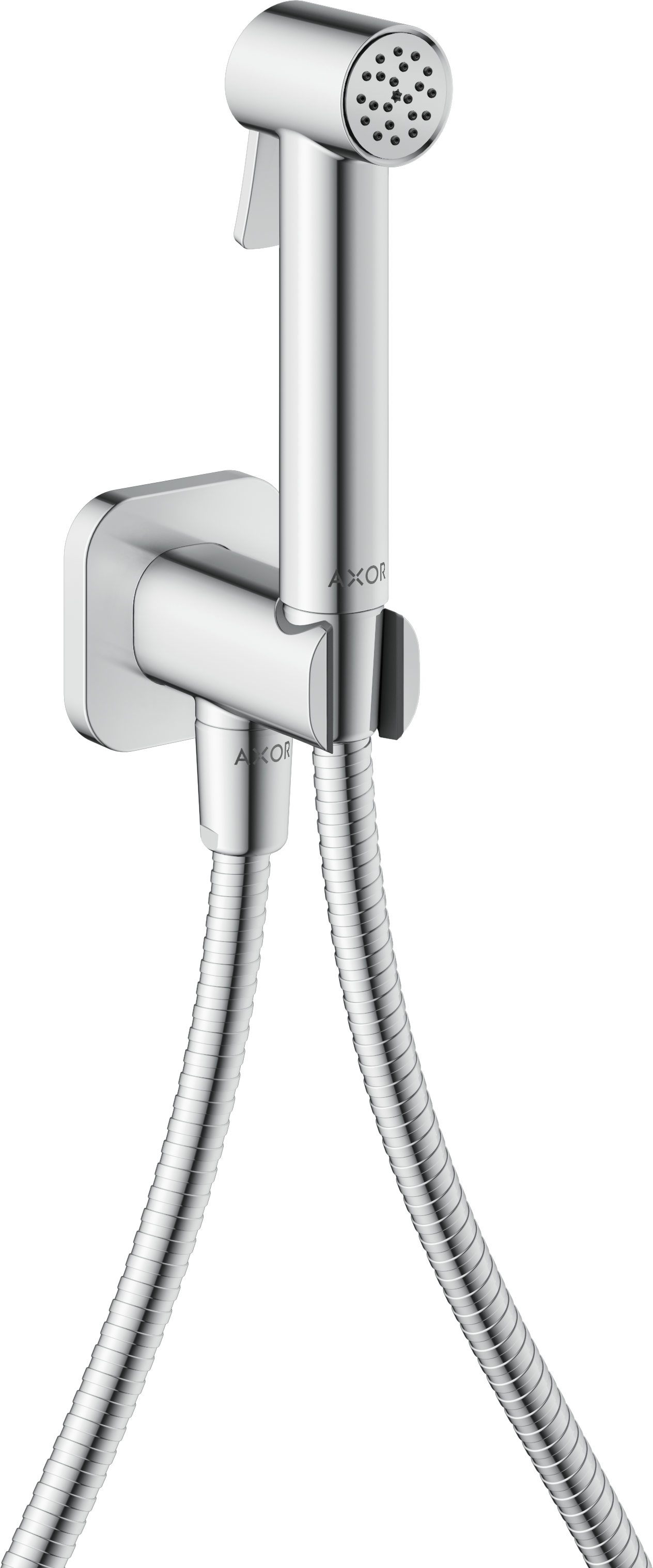 Bidette Handbrause 1jet softsquare für Kaltwasser mit Brausehalter und Brauseschlauch 1,25 m