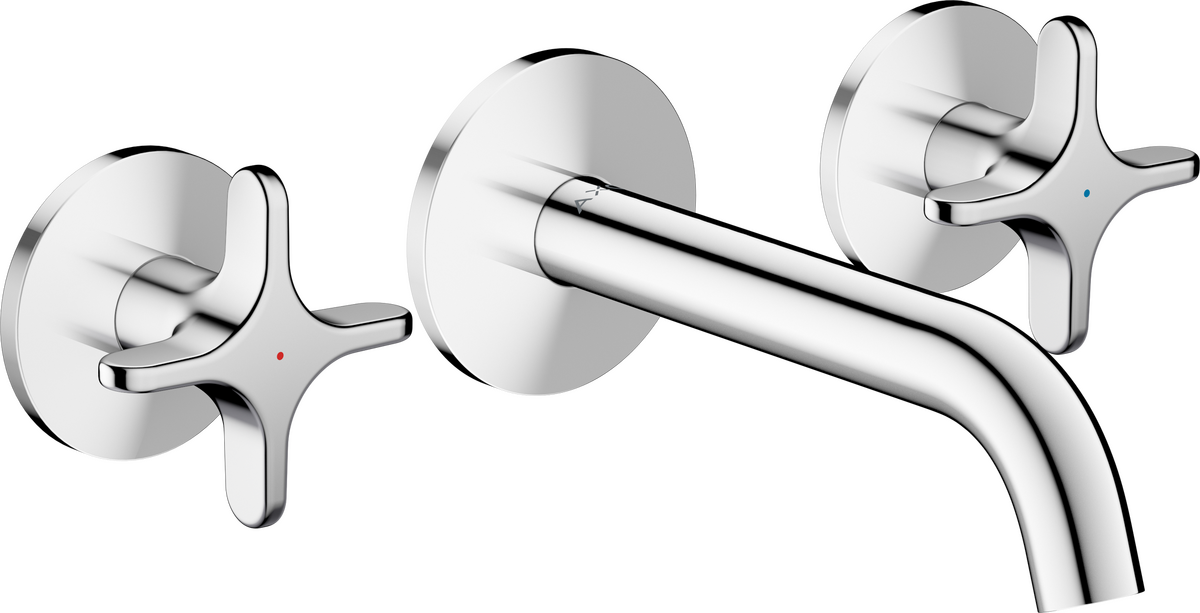 Mezclador de lavabo de 3 agujeros empotrado con caño 160 mm y manecillas de cruceta