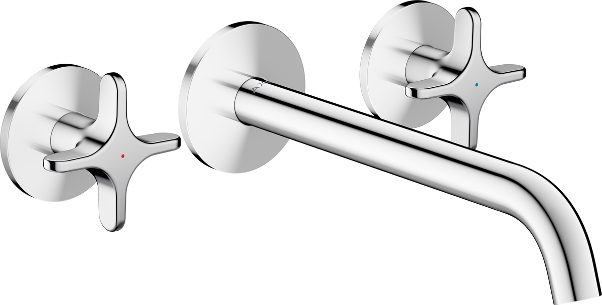 3-hole basin mixer for concealed installation wall-mounted with spout 220 mm and cross handles