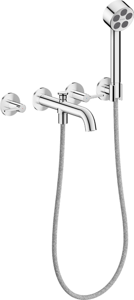 3-gats inbouw badkraan wandmontage met handdouche en rechte grepen