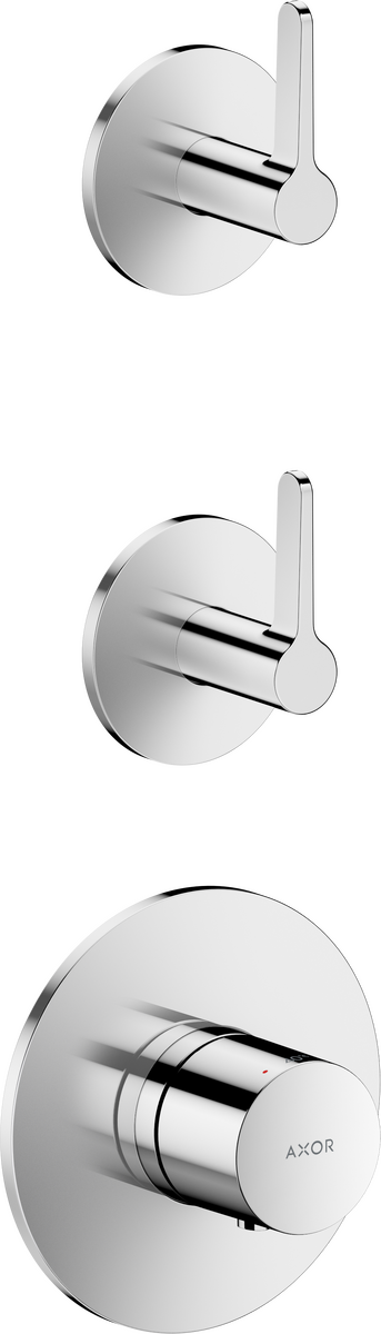 Thermostatic module for concealed installation for 2 functions with lever handle