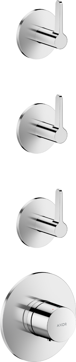 Thermostatic module for concealed installation for 3 functions with lever handle
