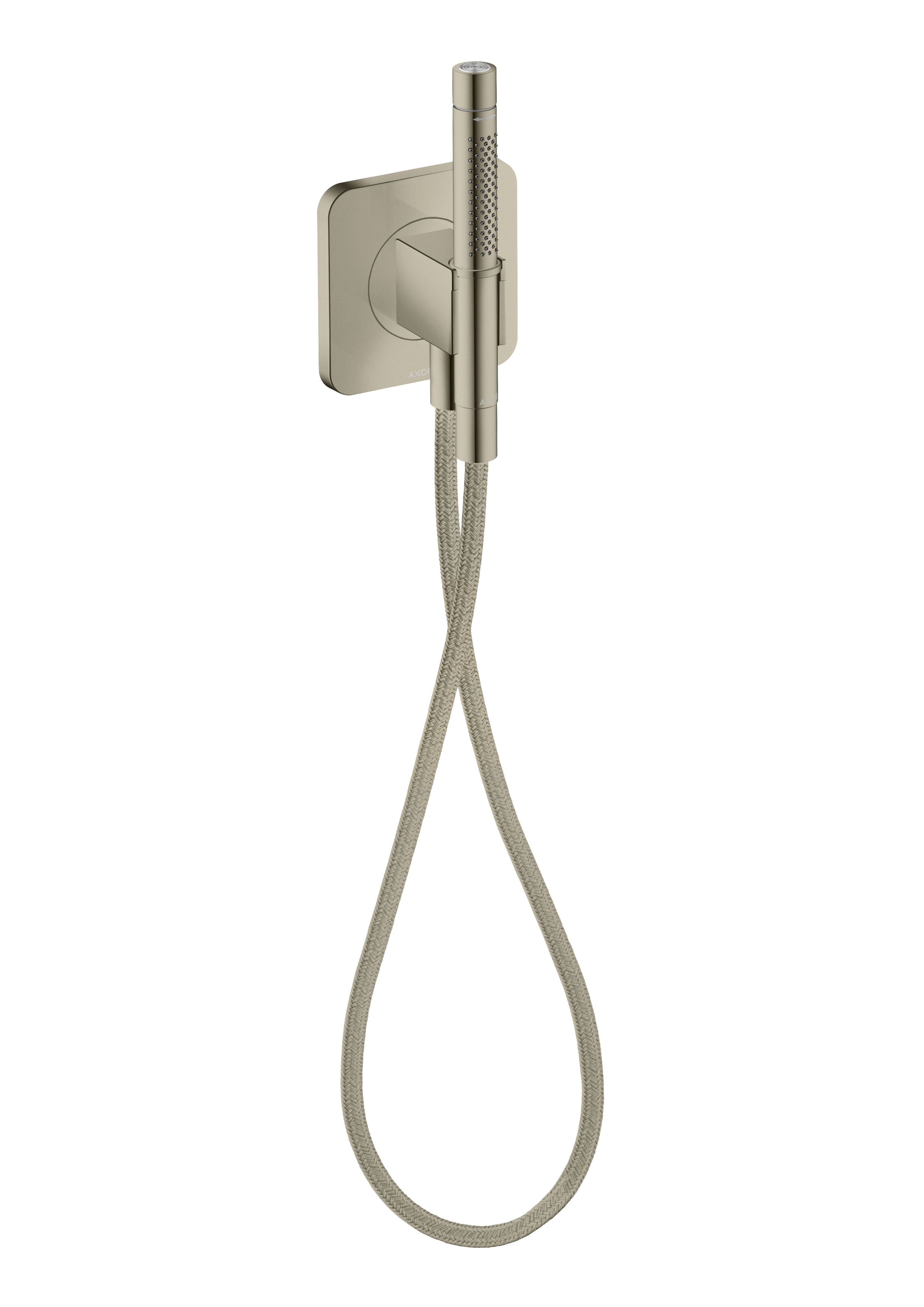 Handshower Holder Softsquare with Outlet 5"x5" with Handshower and Textile Hose