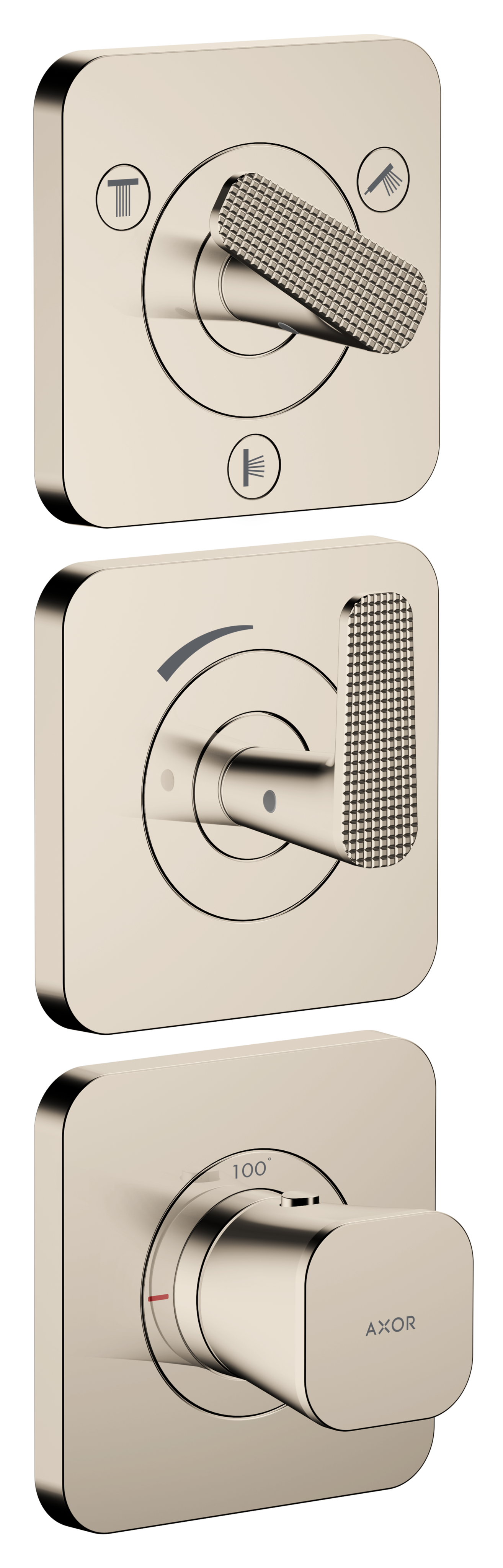 Thermostatic Module Trim 15" x 5" for 3 Functions- Cubic Cut