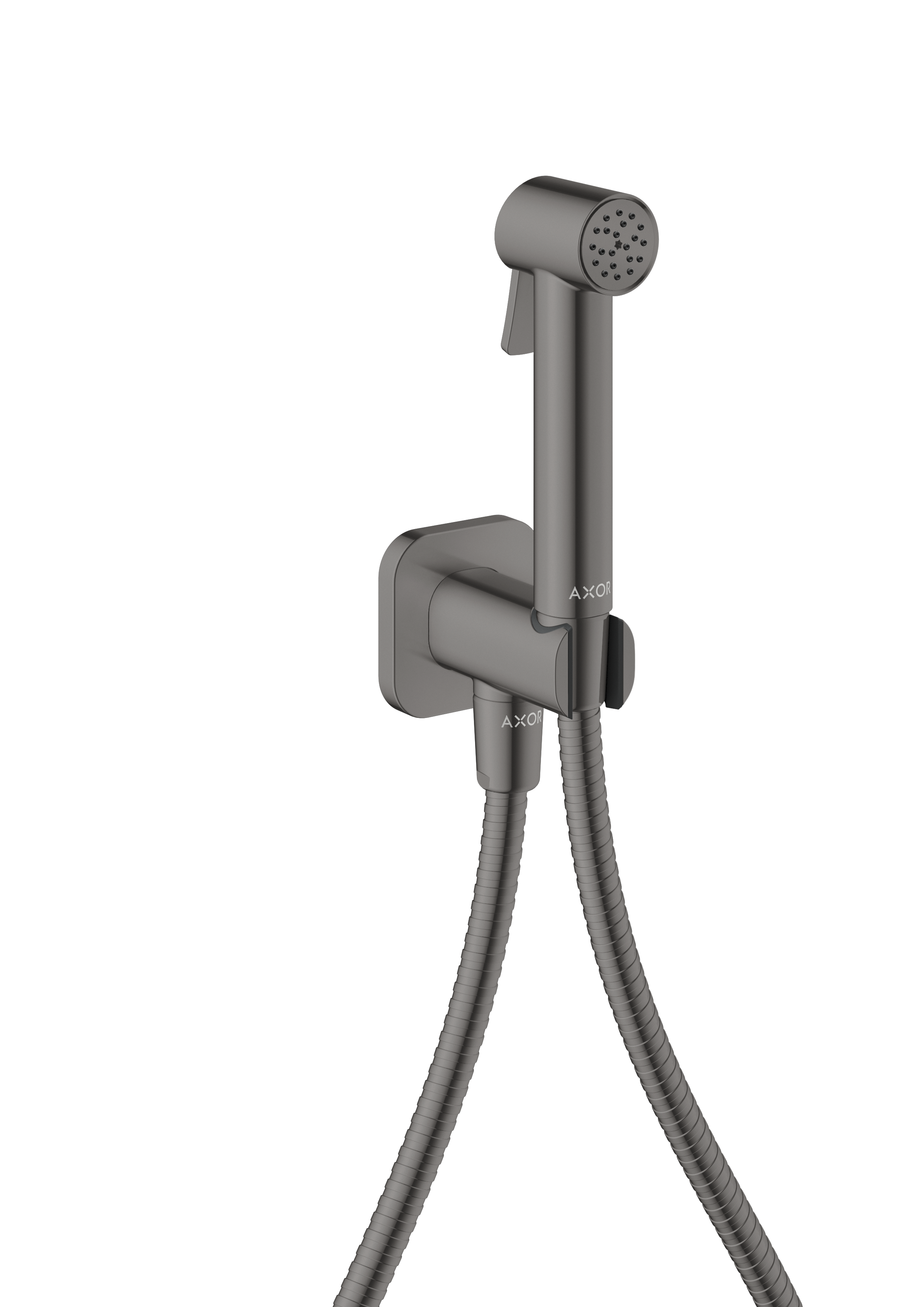 Bidette handdouche 1jet softsquare voor koud water met wandhouder en doucheslang 125cm