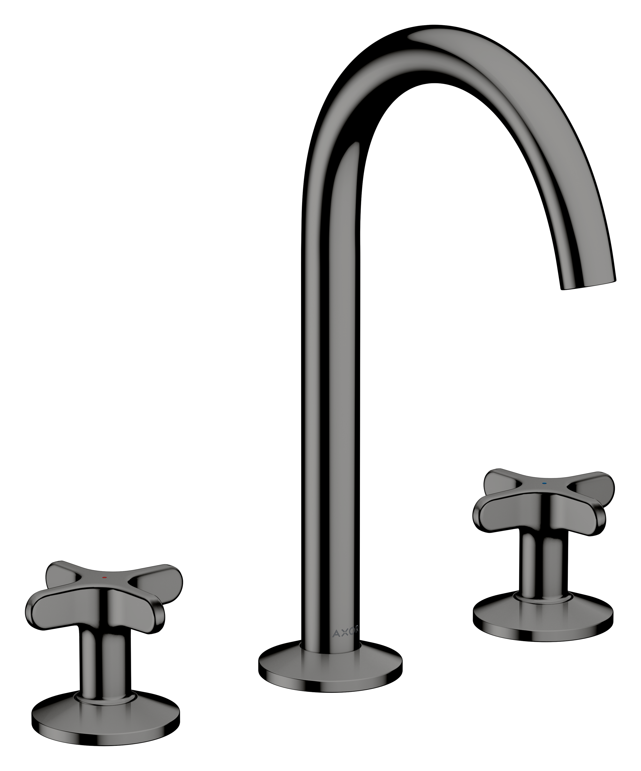 3-Loch Waschtischarmatur 170 mit Kreuzgriffen und Push-Open Ablaufgarnitur