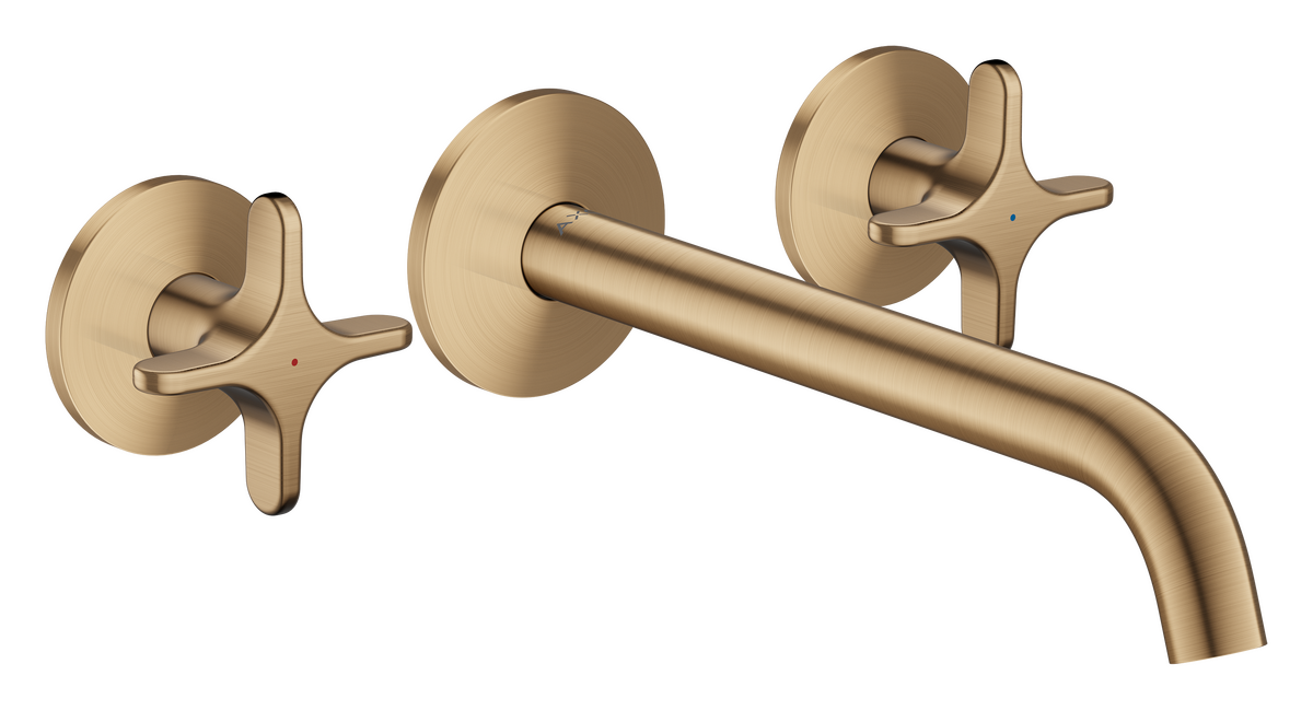 3-hole basin mixer for concealed installation wall-mounted with spout 220 mm and cross handles