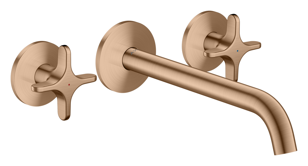 3-hole bath mixer for concealed installation wall-mounted with cross handles