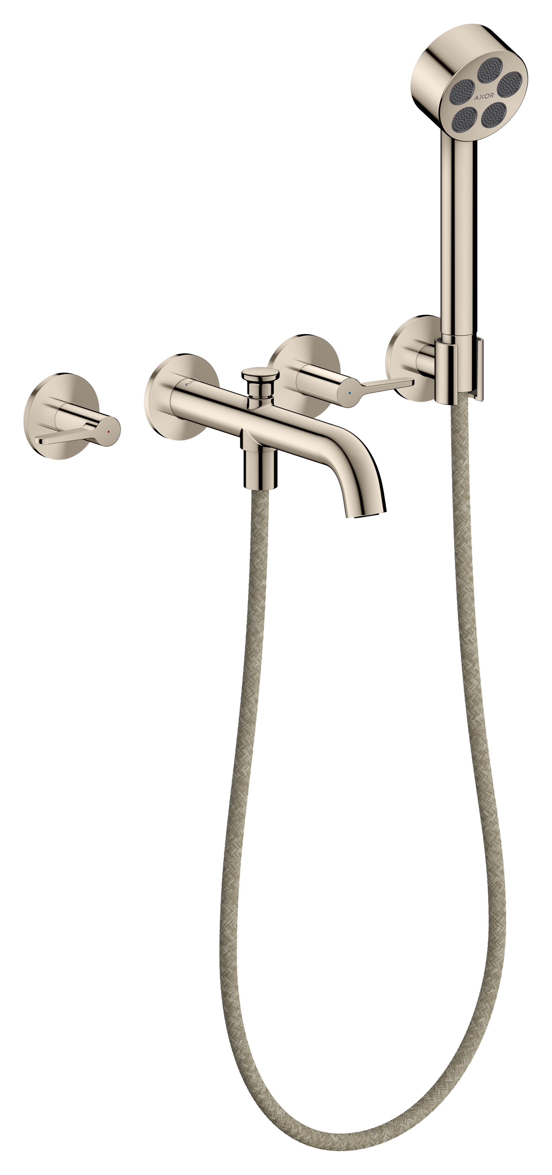 3-Hole Wall-Mounted Tub Filler with 1.75 GPM Handshower and Holder - Lever Handles