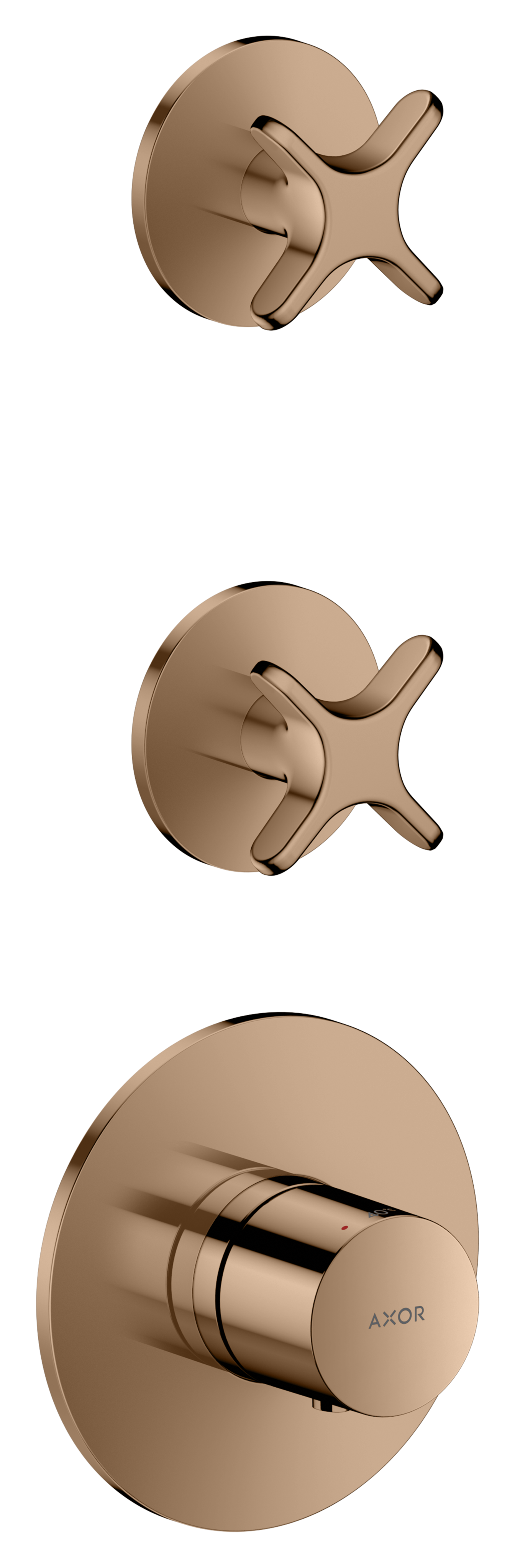 Thermostatic module for concealed installation for 2 functions with cross handle