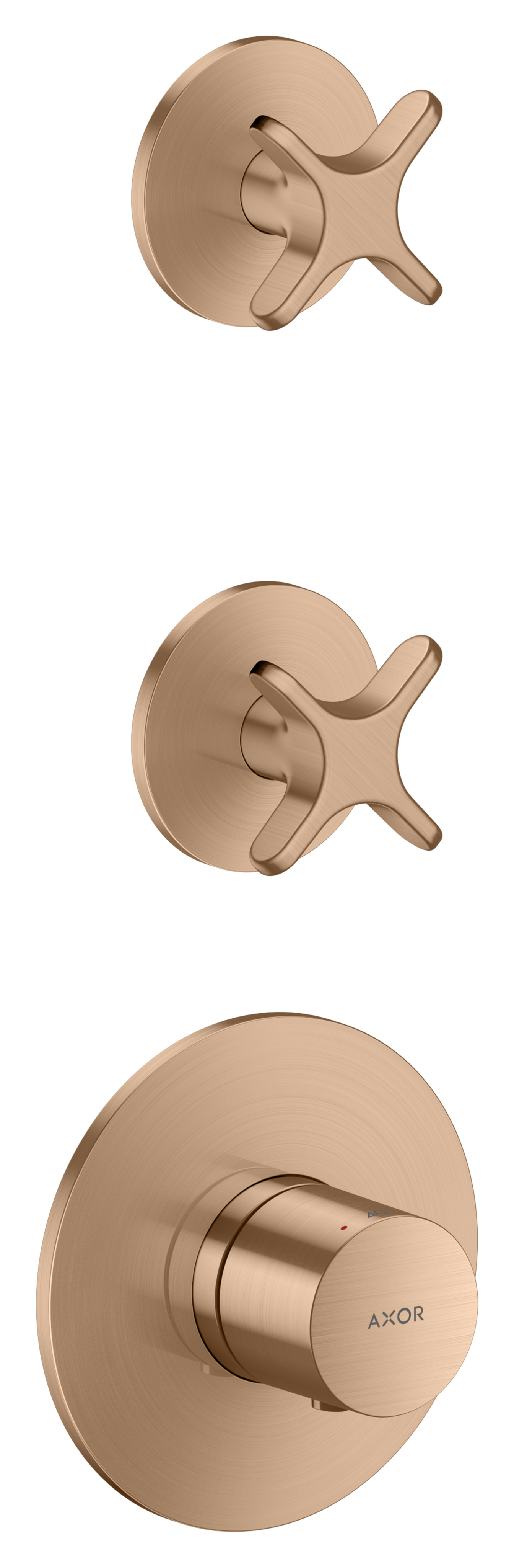 Thermostatic module for concealed installation for 2 functions with cross handle