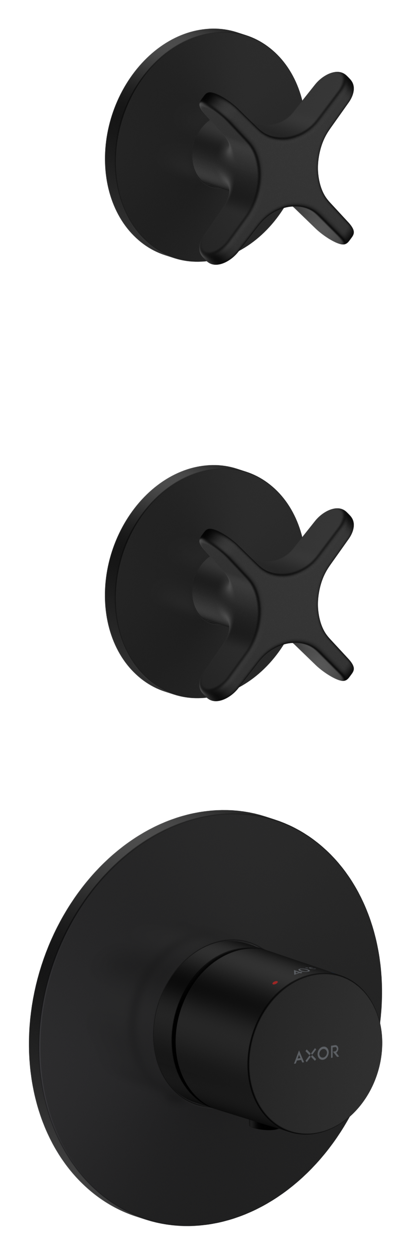 Thermostatic module for concealed installation for 2 functions with cross handle