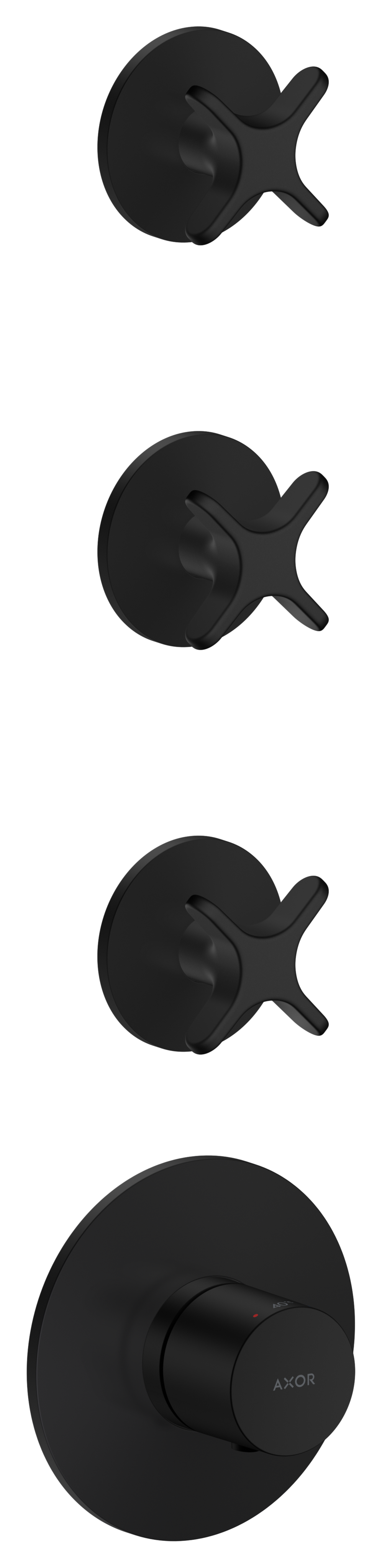 Thermostatic module for concealed installation for 3 functions with cross handle