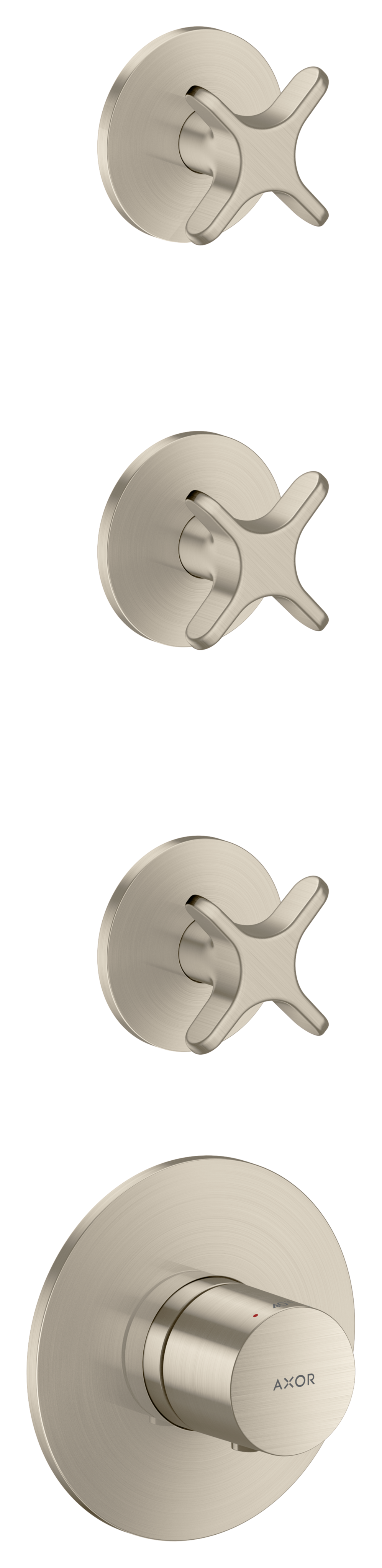 Thermostatic module for concealed installation for 3 functions with cross handle