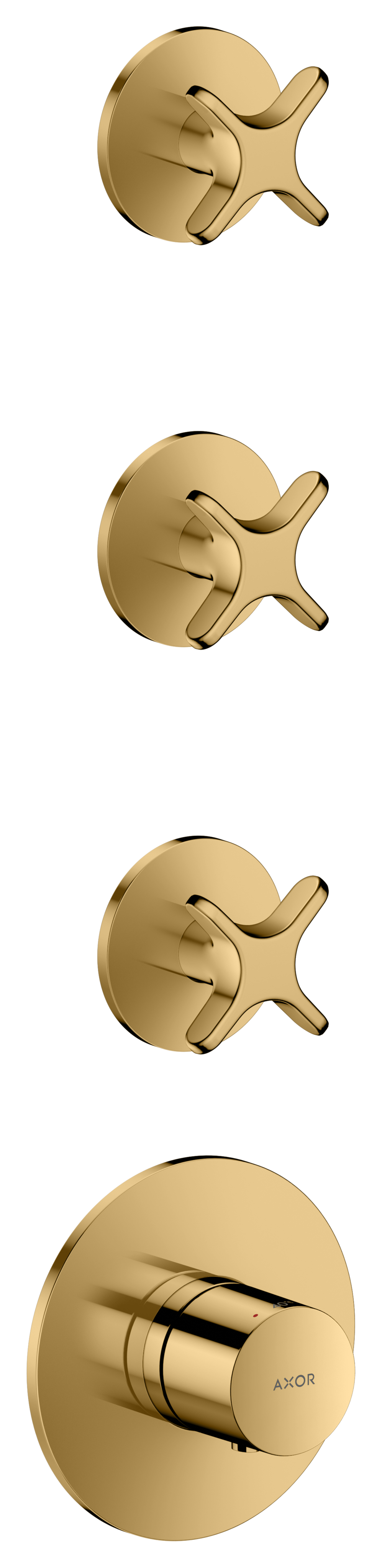 Thermostatic module for concealed installation for 3 functions with cross handle