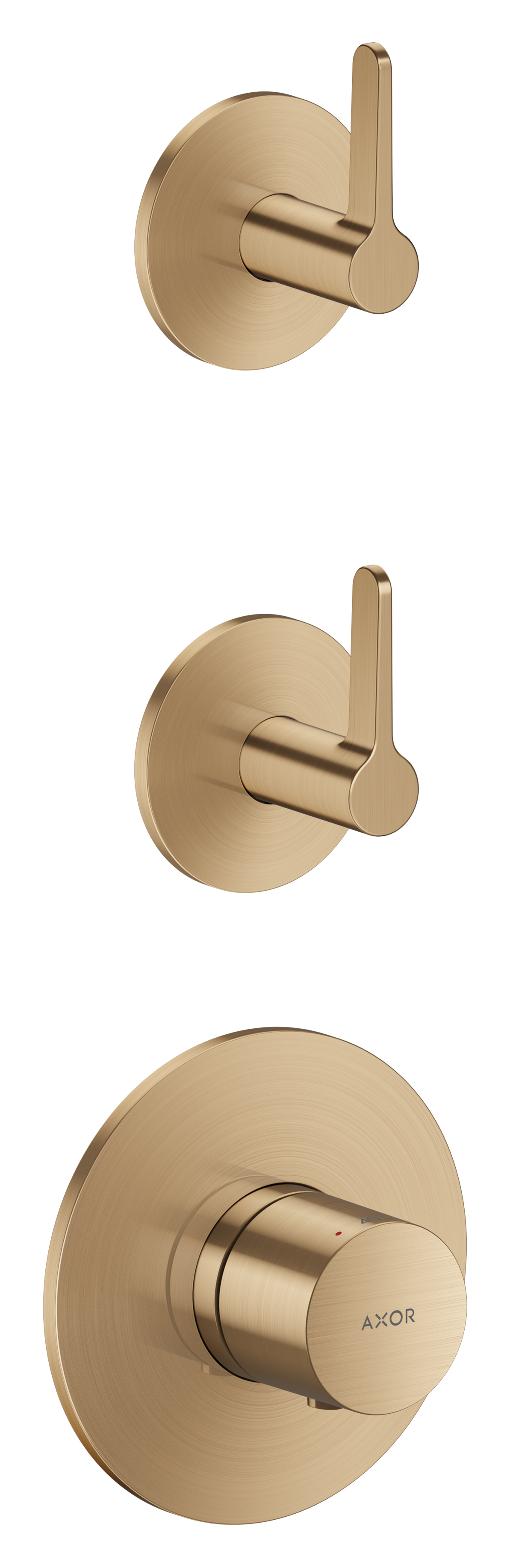 Thermostatic module for concealed installation for 2 functions with lever handle